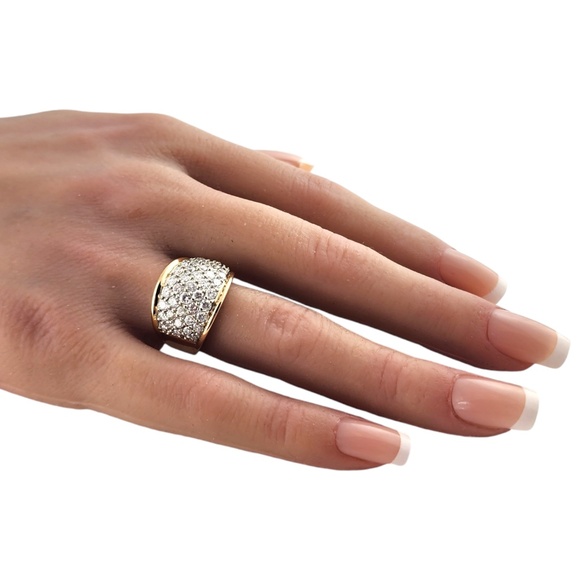 14 Karat Yellow Gold Diamond Pave Wide Band Ring Size 7.75 #19028 - Picture 7 of 8